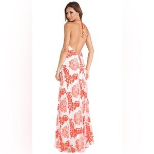 Alexis White Maxi Dress with Coral Floral Print